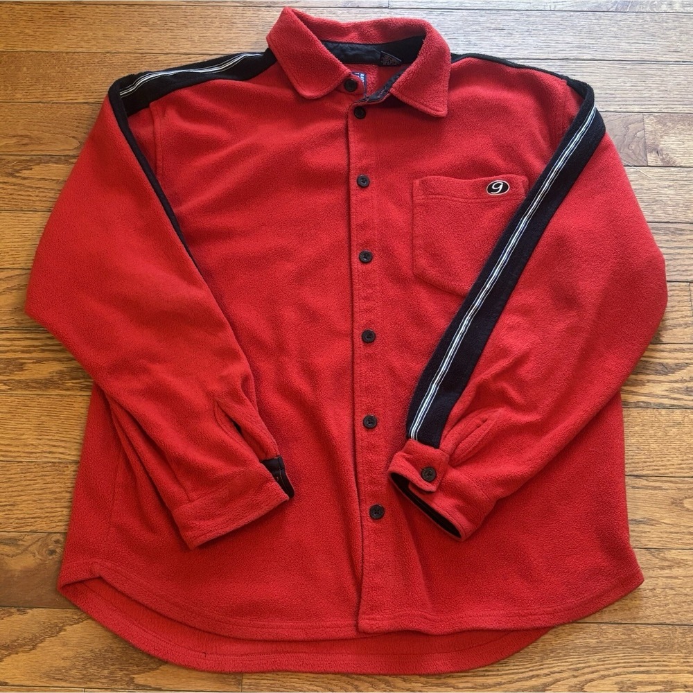 Vintage Original Gap Pro Fleece Button Up Jacket - Size Medium M Red And Black